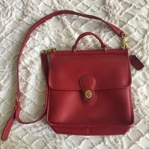 Vintage Coach Red Leather Large Willis Bag
